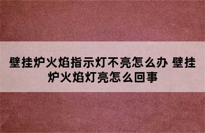 壁挂炉火焰指示灯不亮怎么办 壁挂炉火焰灯亮怎么回事